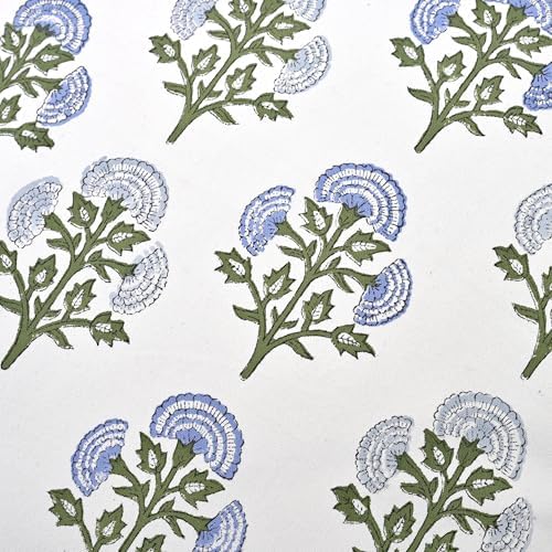 Ridhi Block Print Mughal Buta Blue Pillow Cover 20" x 20" (Pack of 2) Decorative Couch Pillows for Living Room, Farmhouse Chic Boho Cute Outdoor Pillows Covers Gifts for Spring, Mother's Day - Image 3