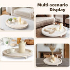 Farmhouse Oval Wooden Decorative Trays Set of 2, Distressed White Solid Wood Beaded Trays for Coffee Table, Kitchen Counter, Ottoman & Dining Table Centerpiece Decor - Image 6