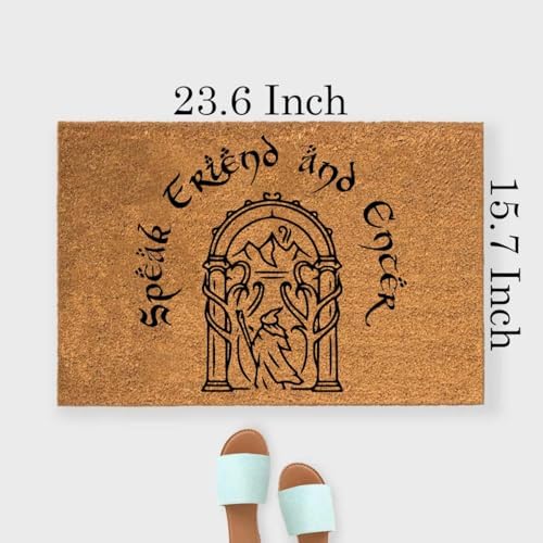 Funny The Entrance Way Outside Personalized Rug with Heavy-Duty Non Slip Outdoor Coconut Coir Doormat Pets Lover Gift 23.6 x 15.7 inch (Speak Friend and Enter) - Image 2