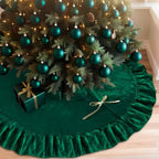 48 Inches Velvet Christmas Tree Skirt Decorations Green Luxury Xmas Fur Plush Skirts for Merry Christmas Party Rustic Vintage Holiday Home Winter by QIJISTORM