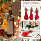 Tranqun 24 Pcs Christmas Red Napkins and Ring Set - Image 4
