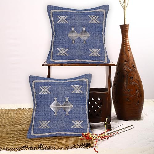Indian Cotton Cushion Cover Sabra Kilim Pillow Cover Designer Decorative Sofa 18x18 Inche Handwoven Cushion Case for Farmhouse Home Decor Spring Decorative Pillow (Pattern 28) - Image 6