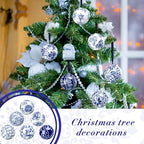 Cindeer 12 Pcs Blue and White Christmas Porcelain Balls, Elegant Style - Image 4