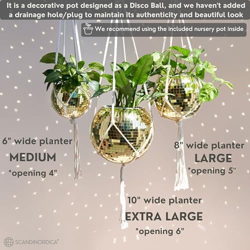 SCANDINORDICA Disco Ball Planter, Value Package, 6-inch Gold - Image 5