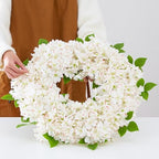 White Hydrangea Summer Wreath for Front Door with Artificial Hydrangea and Silk Greenery, 22''Outdoor Dogwood Wreath for Farmhouse Wedding & Home Decor- Spring Summer & All Seasons Display - Image 2