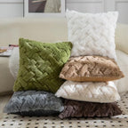 Yaertun Set of 2 Decorative Throw Pillow Covers Thick Plush Wool Throw Pillows Super Soft Luxury Faux Rabbit Fur Velvet Cushion Covers for Couch Sofa Bed Living Room 24x24 Inch Olive Green - Image 6