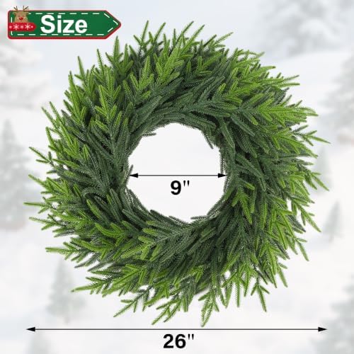 Cllayees 26" Large Norfolk Pine Christmas Wreaths for Front Door - Image 3