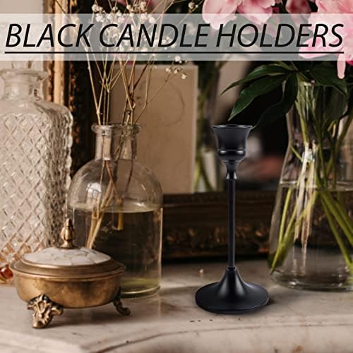 Vintage Black Candelabra Candle Holders for Fireplace & Dining - Image 2