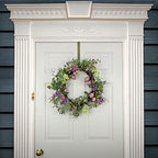 National Tree Company Artificial Spring Wreath, Woven Branch Base, Decorated with Purple Pastel Eggs, Pink Flowers, Leafy Greens, Easter Collection, 22 Inches - Image 2