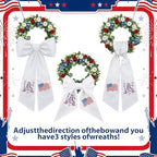 Moukeren 2 Pcs 4th of July Wreath Sash for Front Door Patriotic Embroidered Monogram Wreath Sash Red Blue White Flag Garland Belt Decor for Independence Day Memorial Day Yard Porch - Image 5
