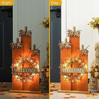 Glitzhome 30" H Farmhouse Wooden Pumpkin Sign with Wreath, Rustic Welcome Fall Porch Sign Standing Decor for Fall Harvest Autumn Thanksgiving Home or Yard - Image 6