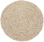 YRMT Round Woven Placemats Set of 6 Corn Husk Woven Placemat Braided Straw Water Hyacinth Place Mats for Dining Table, Wedding, Natural 13.8" in - Image 6