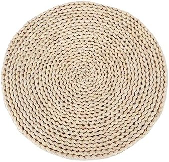 YRMT Round Woven Placemats Set of 6 Corn Husk Woven Placemat Braided Straw Water Hyacinth Place Mats for Dining Table, Wedding, Natural 13.8" in - Image 6