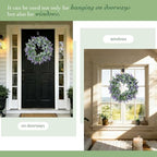 Solar Spring Wreath for Front Door 18inchWreath Pre-lit30LED Spring Summer Decor Artificial Purple Lavender Warm Lights Wreath for Outside Wall Home Decor Festival Farmhouse Decor - Image 4