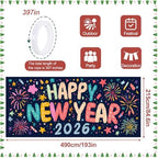 Happy New Year 2026 Garage Door Banner 7x16FT, Colorful Fireworks Garage Door Cover, Large Outdoor New Year Decoration Backdrop for Garage Doors, Fence, Yard, Holiday Party - Image 4