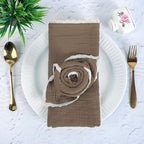 FINGERCRAFT Lace Cloth Napkin, Cotton Gauze, Set of 12, 20x20 in,Warm Taupe by FINGERCRAFT