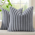 decorUhome Fall Faux Fur Throw Pillow Covers 22x22 Set of 2 Grey by decorUhome
