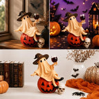 Halloween Ghost Witch Resin Figurine, Vintage Tabletop Statue 2pack - Image 6