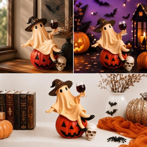 Halloween Ghost Witch Resin Figurine, Vintage Tabletop Statue 2pack - Image 6