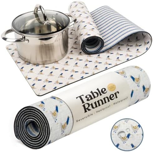 Trivet Table Runner - Heat Resistant 350F, Waterproof, Reversible for Hot Dishes, Plates & Pots (French Farmhouse, 48 inch) by ChocolateLemon