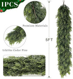 5FT 1Pcs Lifelike Touch Artificial Christmas Cedar Garland for Mantle Decor - Image 5