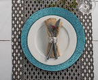Lightnpro Handmade Beaded Placemats Set of 4 – 13 Inch Round Teal Charger Mats | Handcrafted Artisan Table Accessories, Elegant Farmhouse Dining Table Décor for Holiday Gatherings & Special Occasions - Image 6