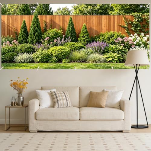 ANNA QUEEN 7x16 ft Garage Door Banner,Reusable Large Outdoor Backdrop for Tropical,Patriotic,Graduation and Christmas Party Decorations (Garden Privacy) - Image 5