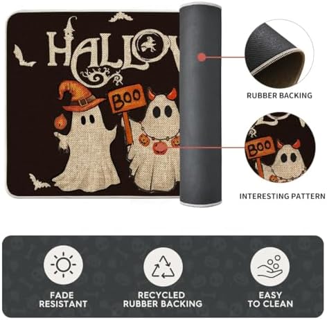 Artoid Mode Ghost Bat Black Halloween Kitchen Mats Set of 2-17x29+17x59 - Image 6