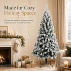 CHILLSUN 9ft Pre-Lit Flocked Christmas Tree with Dual-Color LED Lights - Image 4