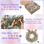 LZNPA 26 Inch Large Lavender Wreath for Front Door Greenery Summer Spring Wreaths for Front Door Wreaths for Front Door All Seasons for Wedding Farmhouse Wall Porch Window Decor(Red Pink Lavender) - Image 5