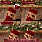 4 Pcs Large Velvet Luxury Christmas Stockings, Bling, Burgundy - Image 4