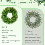 20''Boxwood Wreaths for Front Door,Artificial Spring Summer Wreath,Boxwood Wreaths with Sash,All Seasons Wreath for Farmhouse,Wedding,St Patrick's Day Decoration,Indoor & Outdoor - Image 5