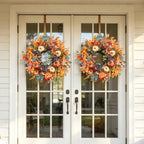 Fall Wreaths for Front Door 24 Inch Autumn Rustic Farmhouse Harvest Wreath - Image 6