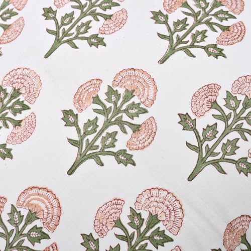 Ridhi Block Print Mughal Buta Peach Pillow Cover 18" x 18" (Pack of 2) Decorative Couch Pillows for Living Room, Farmhouse Chic Boho Cute Outdoor Pillows Covers Gifts for Spring, Mother's Day - Image 4