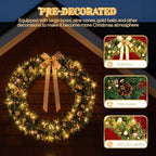 VINGLI 60" Extra Large Pre Lit Christmas Wreath with 220 LED Lights - Image 7
