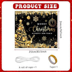 Black Gold Garage Door Christmas Cover Decorations: Xmas Tree Garage Door Cover Banner 7x8ft, Merry Christmas and Happy New Year Party Backdrop for Photography Large Christmas Background - Image 3