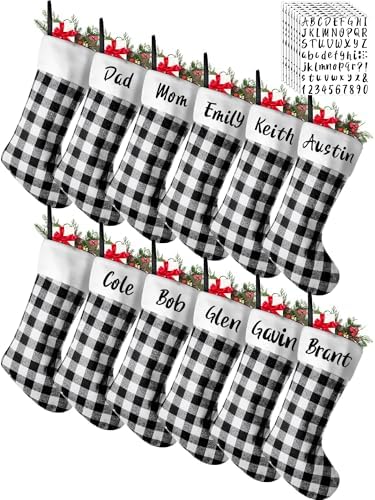 Tatuo 12 Pack Christmas Burlap Stockings Hanging,Black White by Tatuo