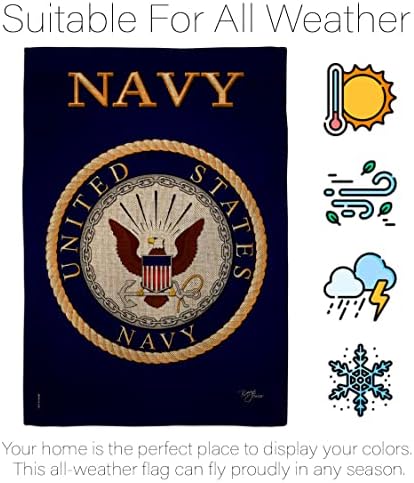 Navy Burlap Garden Flag - Set Wall Holder Armed Forces USN Seabee United State American Military Veteran Retire Official - House Decoration Banner Small Yard Gift Double-Sided Made In USA 13 X 18.5 - Image 6