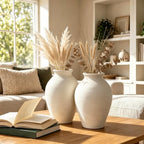 Ceramic Vase Set of 2 Embossed Rustic Farmhouse Home Decor - Image 5