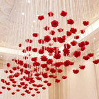 Norme 16pcs 31.4 Inch Red Rose Hanging Garland Crystal Beaded String Garland Artificial Rose Flower Decor for Mother's Day Ceiling Wedding Engagement Bridal Shower Party Decorations - Image 3
