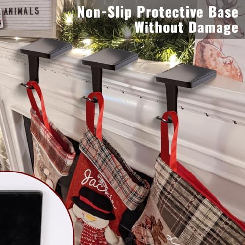 Stocking Holders for Mantle - Set 4, Weighted Metal - Christmas Stocking Holder, Stocking Hangers with Non-Slip Protective Pad, Stocking Hangers for Mantel | TV Stand | Staircase | Dresser - Image 6