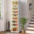 Shoe Box Foldable Storage Box Easy Assembly Clear Plastic Stackable Shoe Storage Organizer Cabinet Shoe Container with Lids Large Size Shoe Rack (9 layers) by AOHMPT