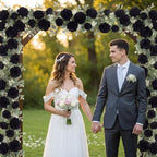 Suncalla 8 Pack 6.56ft Artificial Rose Flower Garland Silk Flocked Black Rose Garland Faux Eucalyptus Peony Flower Vine for Wedding Party Table Centerpiece Arch Background Decor(Seeded Eucalyptus) - Image 4