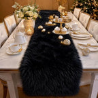 Black Faux Fur Table Runner Christmas Table Decor 11.8 x 70.8 Inch by TopAufellFauxFurDecor