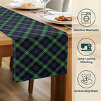 Fabric Textile Products | Blue & Green Tartan Tablerunner | Plaid Table Decor | 14" x 108" | Machine Washable and Stain-Resistant for Easy Care | Made in The USA - Image 2