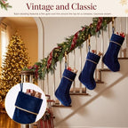 Ganeen 4 Pcs 18 in Velvet Christmas Stockings Hanging Stocking, Navy Blue - Image 4
