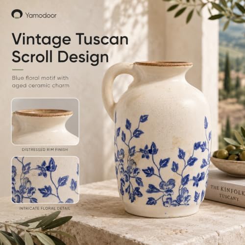 Blue and White Pitcher Vases for Flower,Chinoiserie Ceramic Vase Home Decor - Image 7