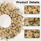 24 Inch Wheat Forsythia Fall Wreath for Front Door - Image 4