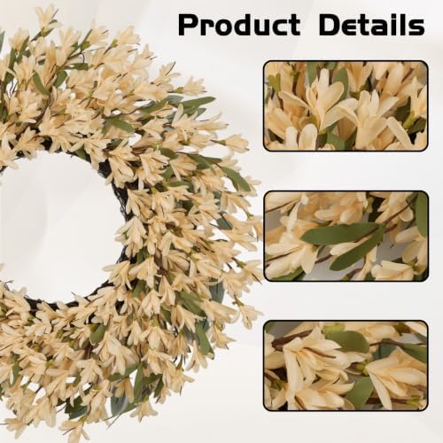24 Inch Wheat Forsythia Fall Wreath for Front Door - Image 4