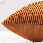 YCOLL Burnt Orange Pillow Covers 26x26 Set of 2 Velvet Striped Pattern - Soft Throw Pillows for Home Decor, Luxury Decorative Pillow Covers for Couch, Bed,Living Room - Image 2